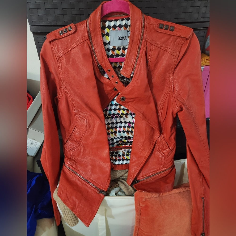 Doma red leather jacket